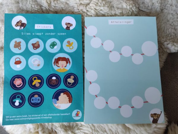 Stickervel en aftelslinger Silas slaapt zonder speen (los)