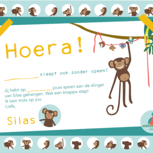 Diploma Silas slaapt zonder speen